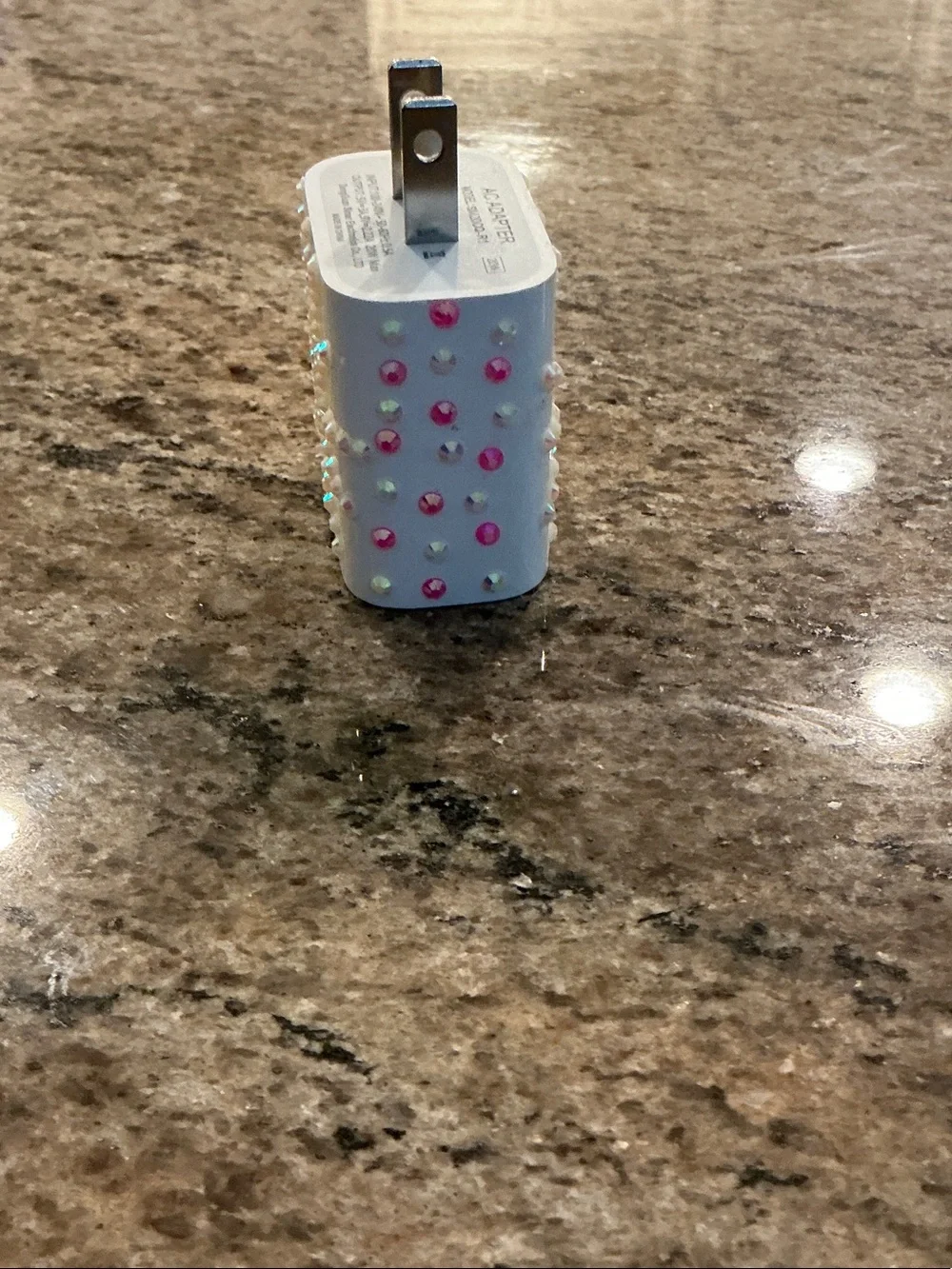 Amazon White USB Wall Charger with Pink Accent Studs